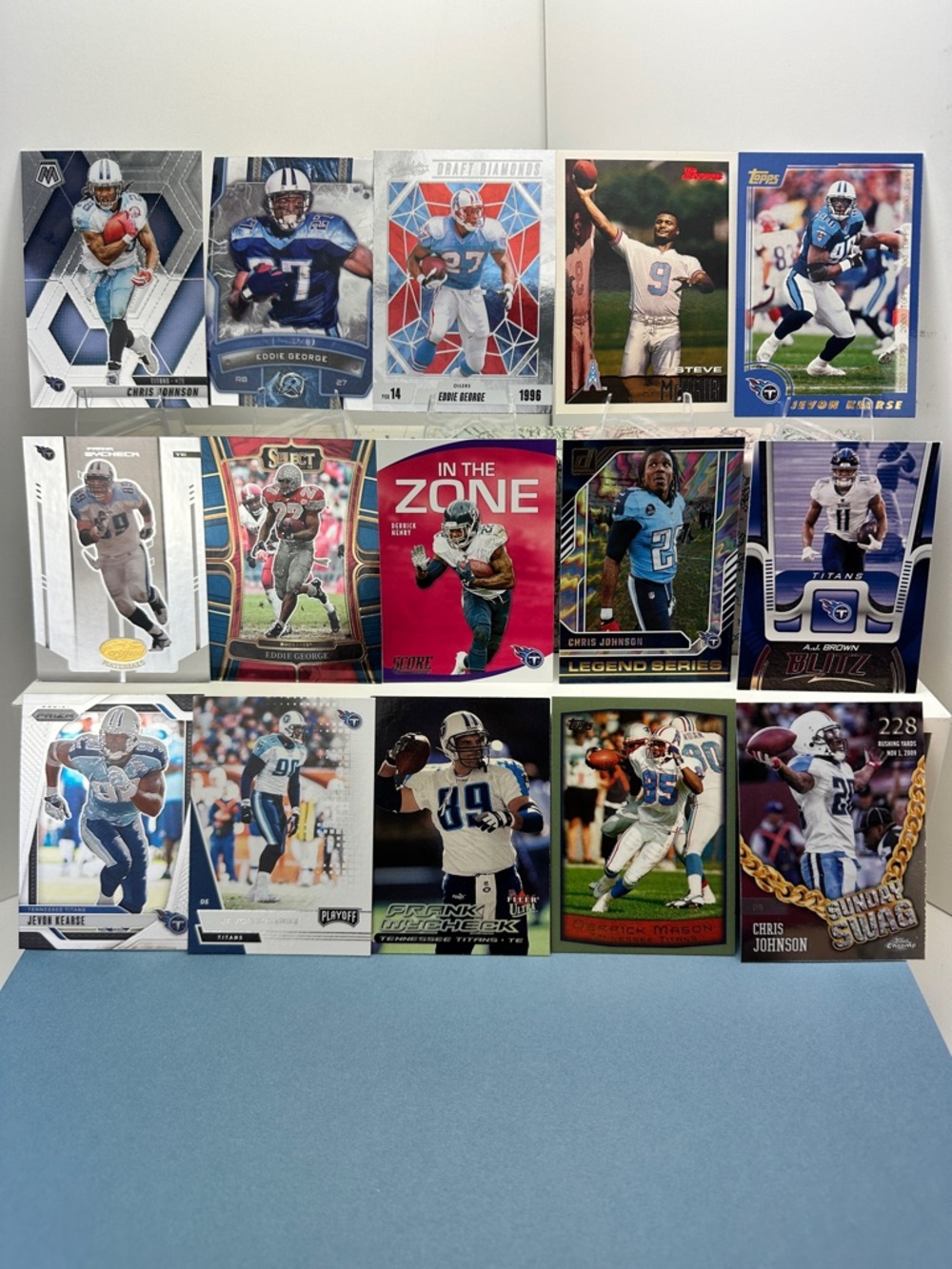 Titans Eddie George/Chris “2K” Johnson w/ Steve McNair rookie card in lot of 15